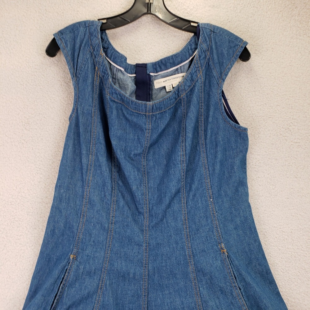 Anthropologie Pilcro Denim Dress Womens 14 Blue Fit & Flare Midi Cottagecore - Picture 3 of 11